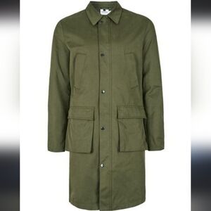 Topman Men's Thigh Length Lightweight Full Zip Snap Buttons Trench Coat